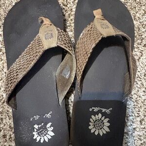 Yellow Box Brown and Black Sandals